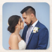 カスタマイズ結婚夫婦の写真 スクエアペーパーコースター (正面)