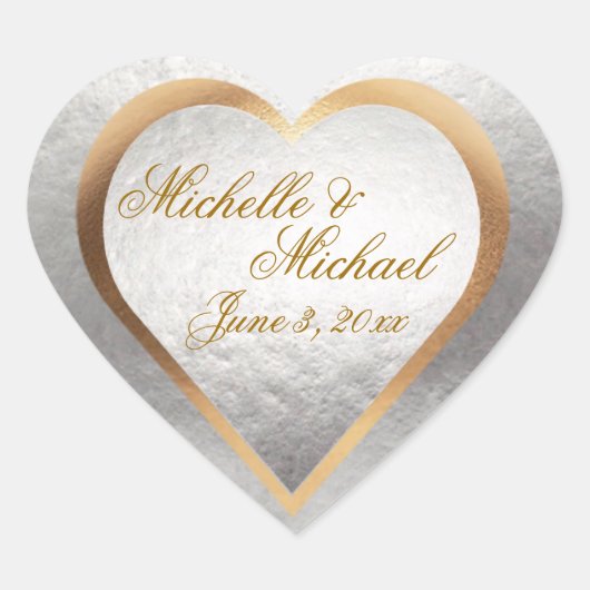 カスタマイズ結婚式招待状金ゴールド銀ハート ハートシール (正面)