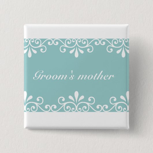 カスタマイズ結婚白い渦巻き旋回の新郎の母親 缶バッジ (正面)