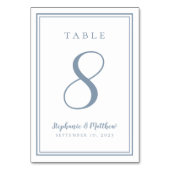 カスタマイズ結婚表の番号ほこりっぽい青 テーブルナンバー (正面)