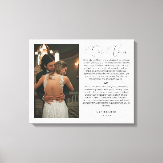 カスタマイズ結婚記念写真と誓い キャンバスプリント (正面)