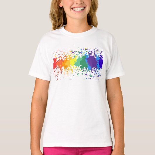 カスタマイズ絵を描RAINBOW SPLASH DRIPS TANV Tシャツ (正面)