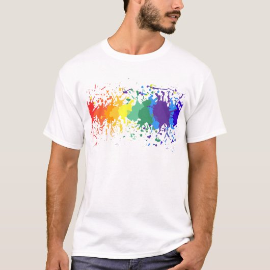 カスタマイズ絵を描RAINBOW SPLASH DRIPS TANV Tシャツ (正面)