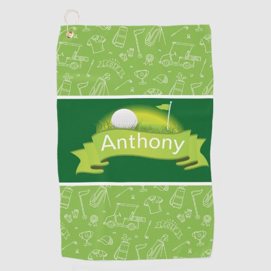 カスタマイズ緑 ゴルフタオル (正面)
