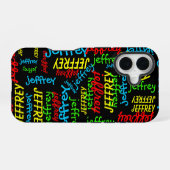 カスタマイズ繰り返し名前 iPhone 16ケース (裏面横)