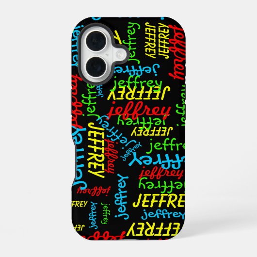 カスタマイズ繰り返し名前 iPhone 16ケース (裏面)