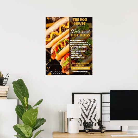 カスタマイズ美味しいホットドッグズレストランスモールドア ポスター (ホームオフィス)