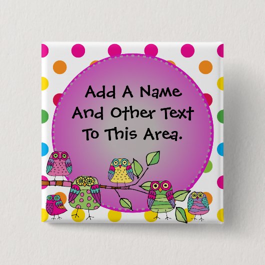 カスタマイズ自然のフクロウボタン 缶バッジ (正面)