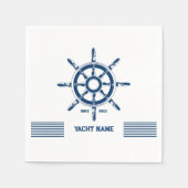 カスタマイズ航海の可能な文字を備えた青いボート舵 スタンダードカクテルナプキン (正面)