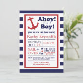 カスタマイズ航海の可能な男の赤ちゃんシャワー招待状 招待状 (スタンド正面)