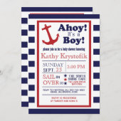 カスタマイズ航海の可能な男の赤ちゃんシャワー招待状 招待状 (正面/裏面)