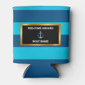 カスタマイズ航海の船の名前いかりネイビーブルー 缶クーラー (正面)