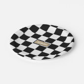 カスタマイズ色とパーソナライズ市松模様に ペーパープレート (アングル)