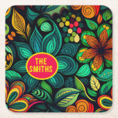 カスタマイズ花アートデザイン スクエアペーパーコースター (正面)