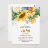 カスタマイズ花ユーカリ50誕生日 ポストカード (正面/裏面)
