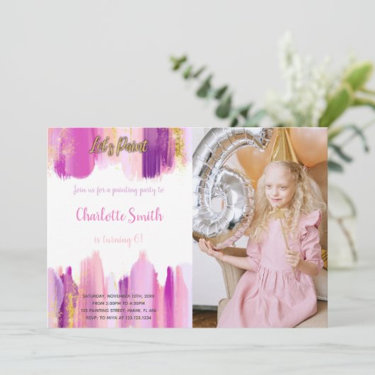 カスタマイズ芸術的可能なパーティの招待状子供へ 招待状 (スタンド正面)