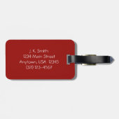 カスタマイズ荷物のラベル、モノグラム、深紅色及び白 ラゲッジタグ (裏面横)