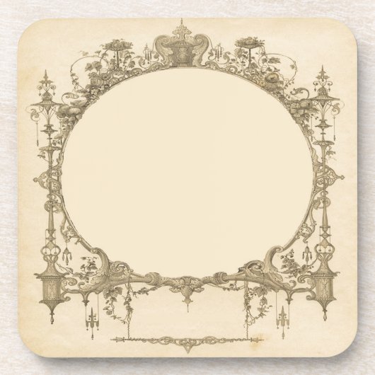 カスタマイズ華美ファンシー金ゴールド縁どヴィンテージ コースター (正面)