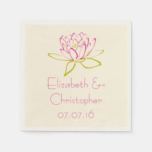 カスタマイズ蓮の花/ウォーター・リリーイラストレーション スタンダードカクテルナプキン (正面)