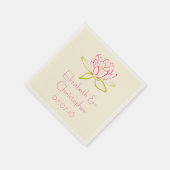 カスタマイズ蓮の花/ウォーター・リリーイラストレーション スタンダードカクテルナプキン (角)