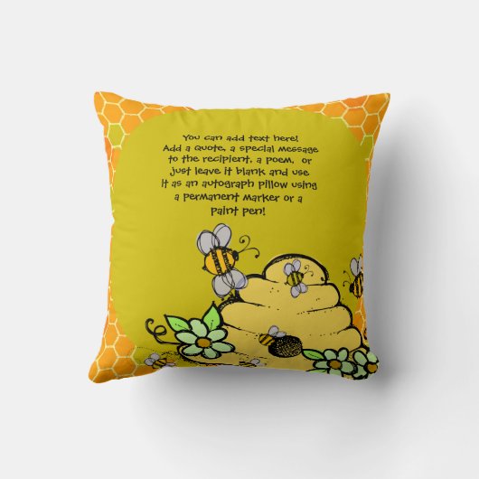 カスタマイズ蜂および蜂のはちの巣の枕 クッション (裏面)