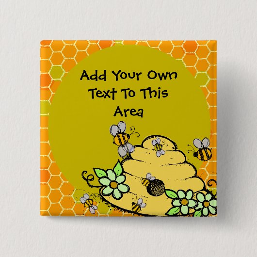カスタマイズ蜂の巣と蜂のボタン 缶バッジ (正面)