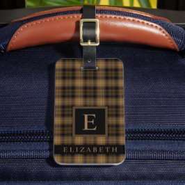 カスタマイズ褐色の黒いパタ市松模様にーン ラゲッジタグ