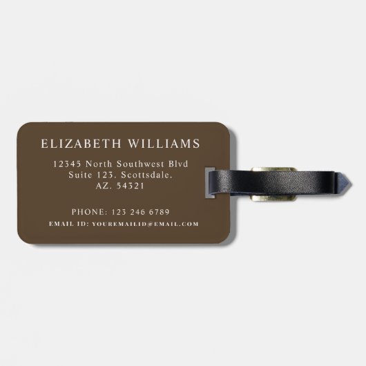 カスタマイズ褐色の黒いパタ市松模様にーン ラゲッジタグ (裏面横)