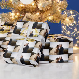 カスタマイズ記念結婚金ゴールド写真 ラッピングペーパー