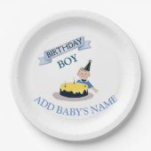 カスタマイズ誕生日ボーイベビー ペーパープレート (正面)