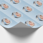 カスタマイズ誕生日ボーイ写真ウィンターオネダーランド ラッピングペーパー (角)