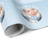 カスタマイズ誕生日ボーイ写真ウィンターオネダーランド ラッピングペーパー (ロールコーナー)