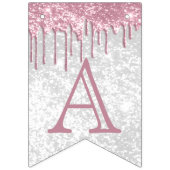 カスタマイズ誕生日 – ピンク&ホワイトグリッター バンティングフラッグ (第2の旗)