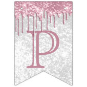 カスタマイズ誕生日 – ピンク&ホワイトグリッター バンティングフラッグ (第3の旗)