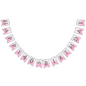 カスタマイズ誕生日 – ピンク&ホワイトバンティングフラグ バンティングフラッグ (全)