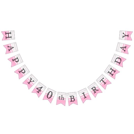 カスタマイズ誕生日 – ピンク&ホワイトバンティングフラグ バンティングフラッグ (全)