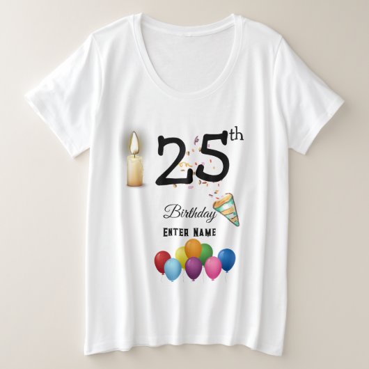 カスタマイズ誕生日 プラスサイズTシャツ (デザイン正面)