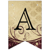 カスタマイズ誕生日 – 装飾金ゴールドとマルーン バンティングフラッグ (第2の旗)