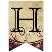 カスタマイズ誕生日 – 装飾金ゴールドとマルーン バンティングフラッグ (第1の旗)