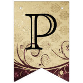 カスタマイズ誕生日 – 装飾金ゴールドとマルーン バンティングフラッグ (第3の旗)