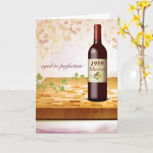 カスタマイズ誕生1年のワインをテーマにした誕生日カード カード (黄色い花)