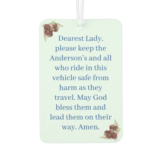 カスタマイズ賛美可能な母祈りの言葉空気清浄機 カーエアーフレッシュナー (裏面)