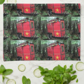 カスタマイズ赤いジプシーの小さいキャラバン キッチンタオル (折り畳み)