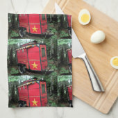 カスタマイズ赤いジプシーの小さいキャラバン キッチンタオル (四つ折り)
