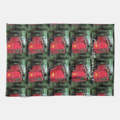 カスタマイズ赤いジプシーの小さいキャラバン キッチンタオル (横)