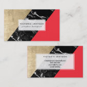 カスタマイズ赤く黒い大理石の金ゴールドホイル色のブロック 名刺 (正面/裏面)