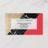 カスタマイズ赤く黒い大理石の金ゴールドホイル色のブロック 名刺 (裏面)