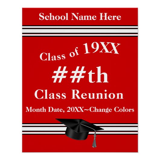 カスタマイズ赤と白可能なクラス懇親会ポスター ポスター (正面)