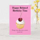 カスタマイズ遅いハッピーバースデーカード カード (黄色い花)