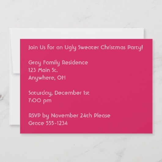 カスタマイズ醜いクリスマスのセーターのパーティー 招待状 (裏面)
